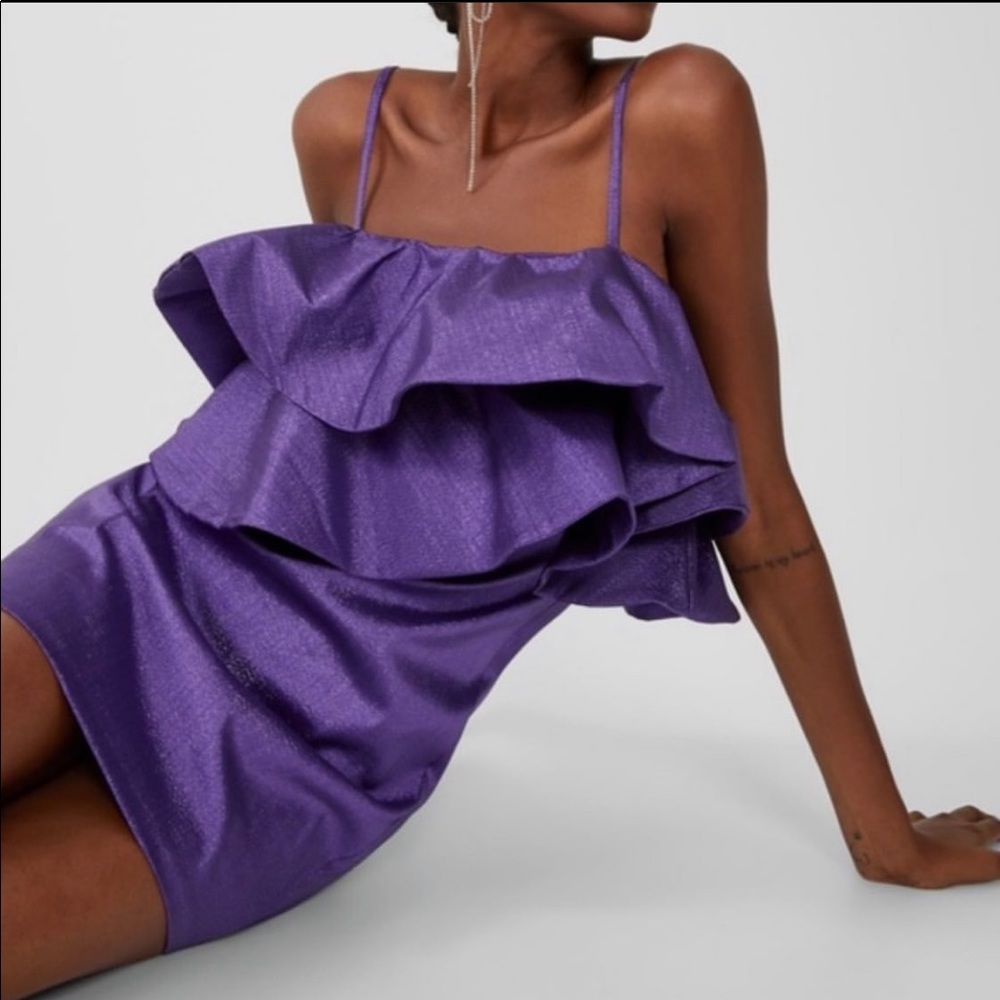 ZARA PURPLE RUFFLE DRESS - Picture 10 of 10